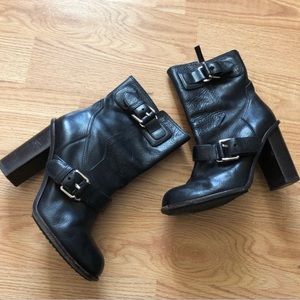 Theory leather boots ankle size 39.5 booties buckled